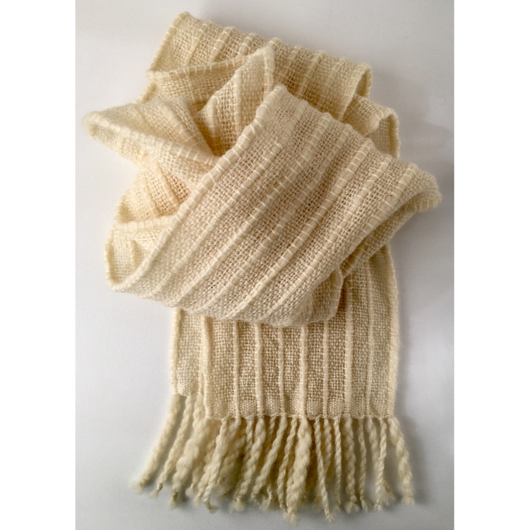Woven Thick and Thin scarf displayed flat