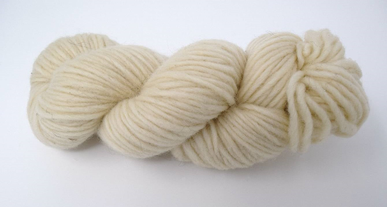 One cream coloured hank of Romney Bulky yarn