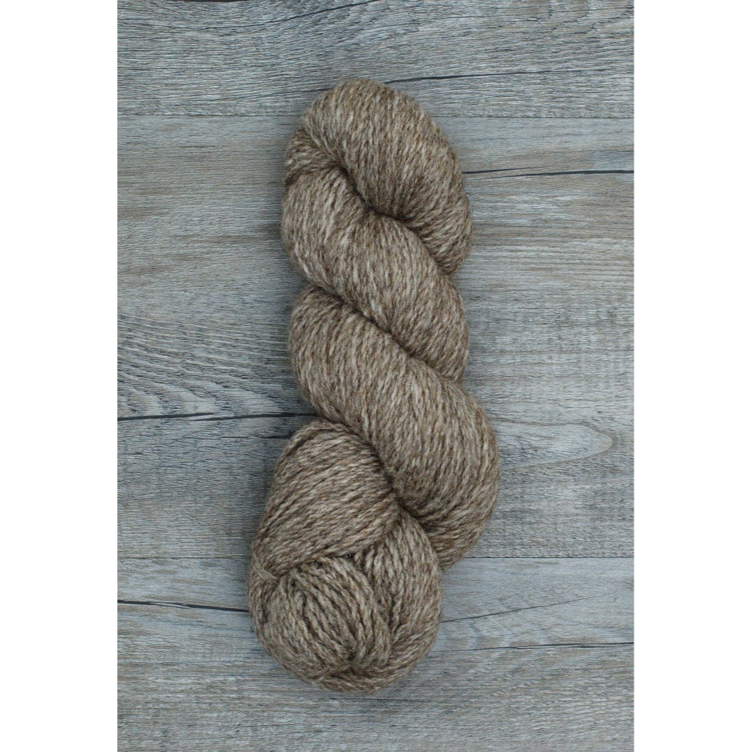 One hank of Copaca worsted in heathered medium brown