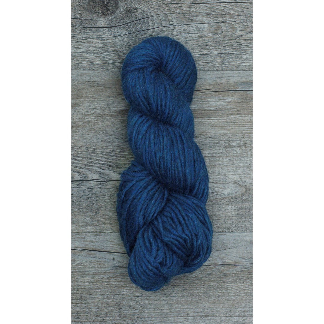 One hank of Romney Bulky yarn in Lapis colorway.