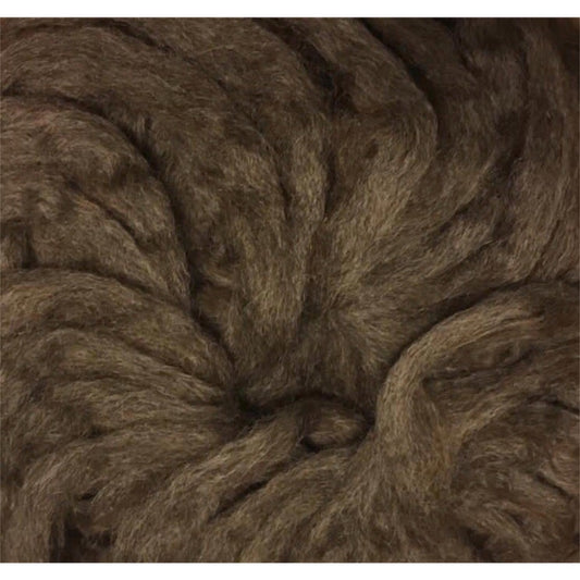 Top view close up of deep dark brown pin drafted roving