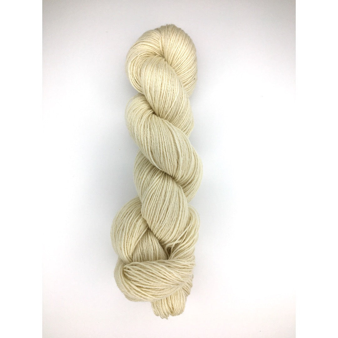 One hank soft-white coloured Fingering Sock yarn